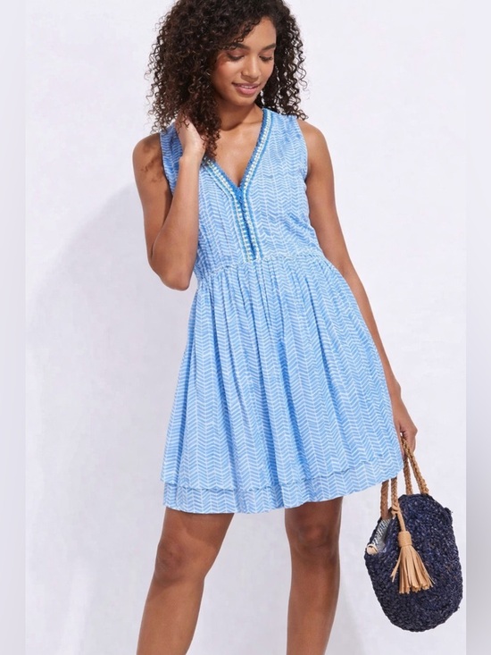 Vineyard Vines Dresses & Skirts - Vineyard Vines Blue Cotton Mini Dress Sleeveless Fit & Flare Summer Size L